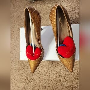 Brown Crocodile Pattern Heels